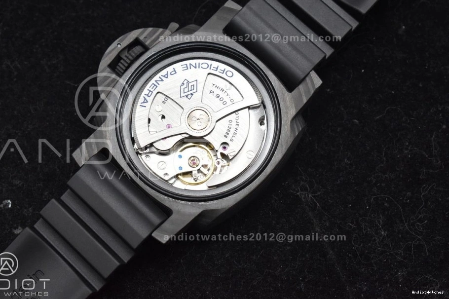 989 Rubber P.900 Best Carbotech Clone 42mm FashionForward Dial Strap Black PAM2231 Edition VSF on 1204